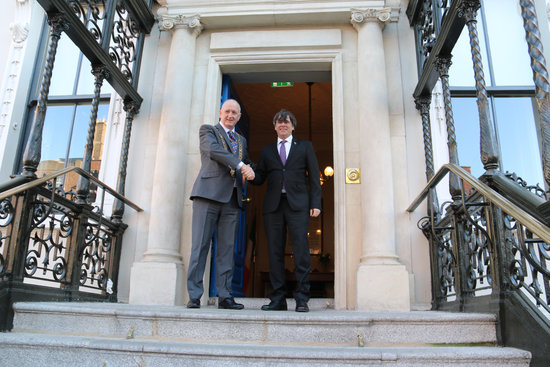Former Catalan president Carles Puigdemont and Dublin mayor Nial Ring in Dublin on January 29 2019 (by Natàlia Segura)